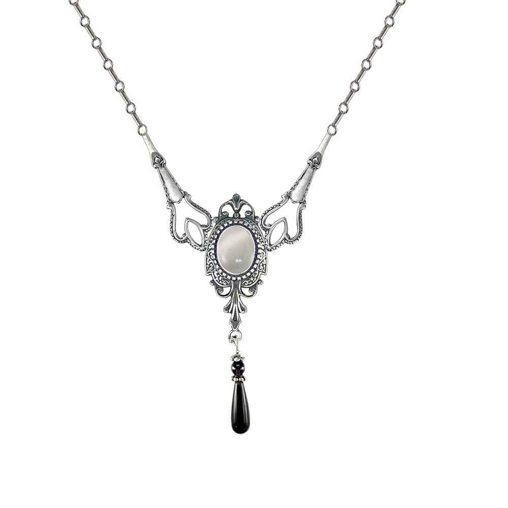Sterling Silver Victorian Necklace With White Moonstone